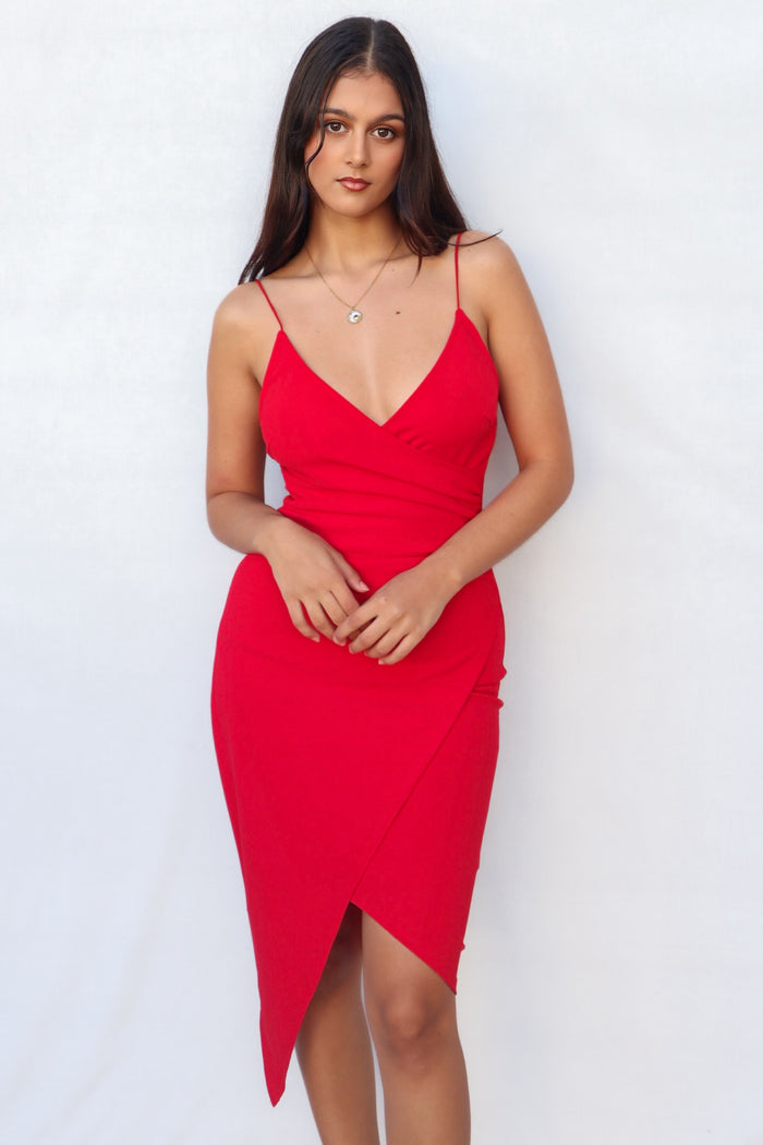 Kylie Bodycon Dress - Red - Runway Goddess
