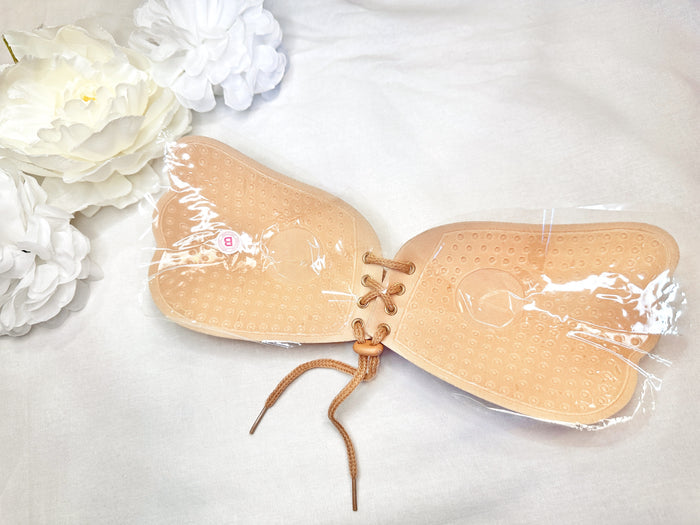 Lace-Up Sticky Bra - Nude - Runway Goddess