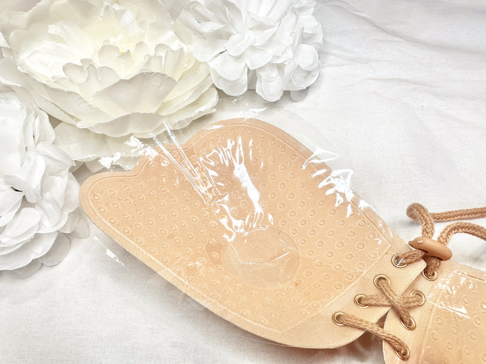 Lace-Up Sticky Bra - Nude - Runway Goddess