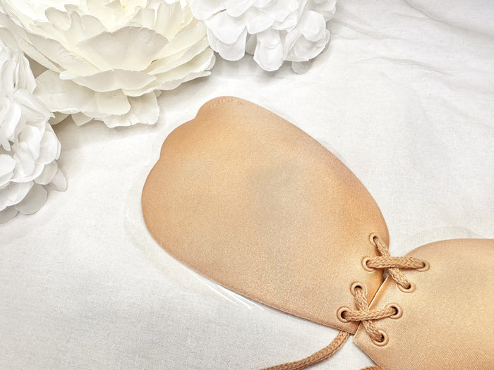 Lace-Up Sticky Bra - Nude - Runway Goddess