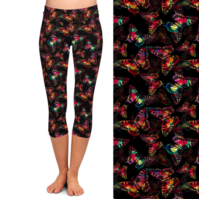Ladies 3D Beautiful Butterfly Printed Capri Leggings