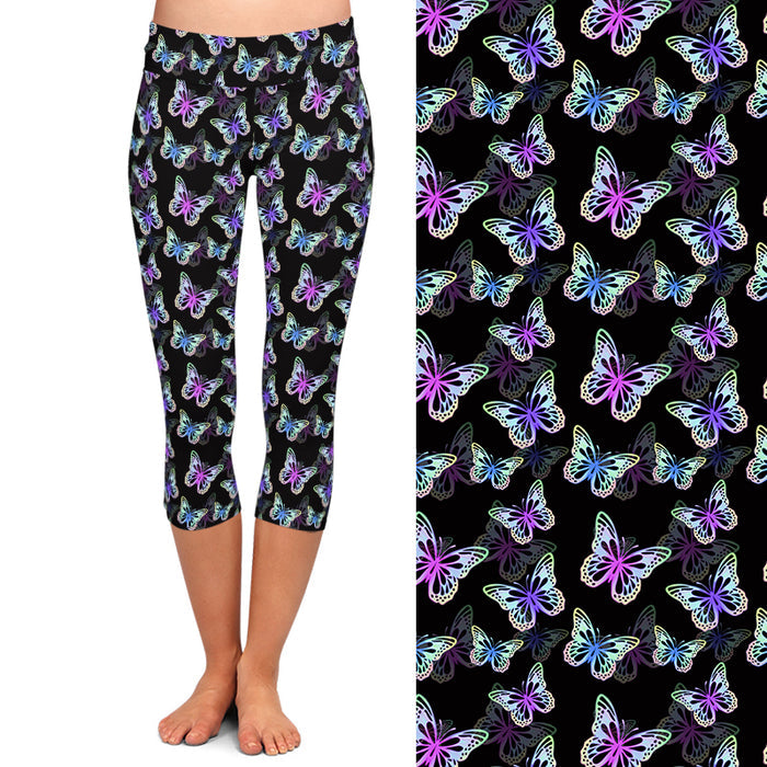 Ladies 3D Beautiful Butterfly Printed Capri Leggings
