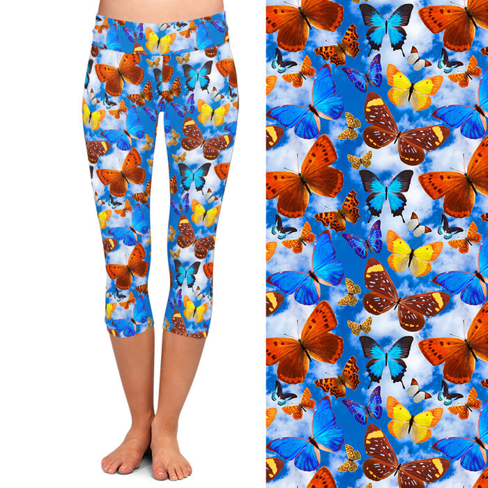 Ladies 3D Beautiful Butterfly Printed Capri Leggings