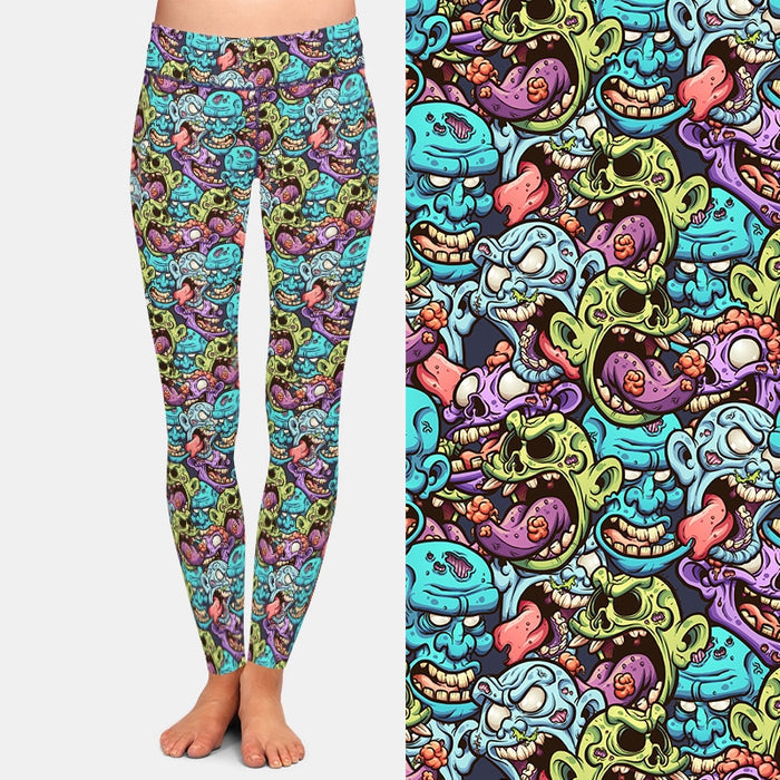 Ladies 3D Cartoon Monster Printed Leggings