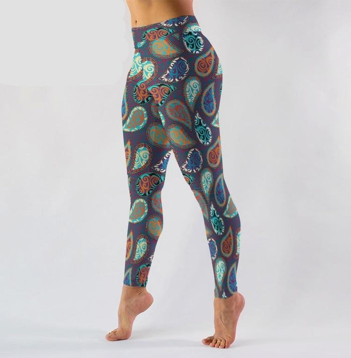 Ladies 3D Cashew Flowers Printed Leggings