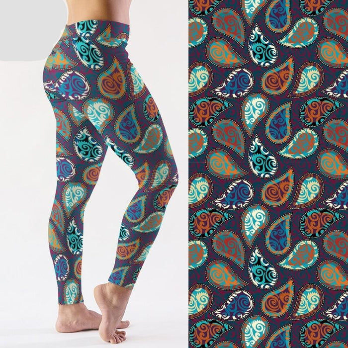 Ladies 3D Cashew Flowers Printed Leggings