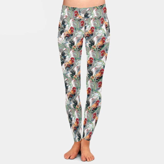 Ladies 3D Chickens Printed Soft Leggings