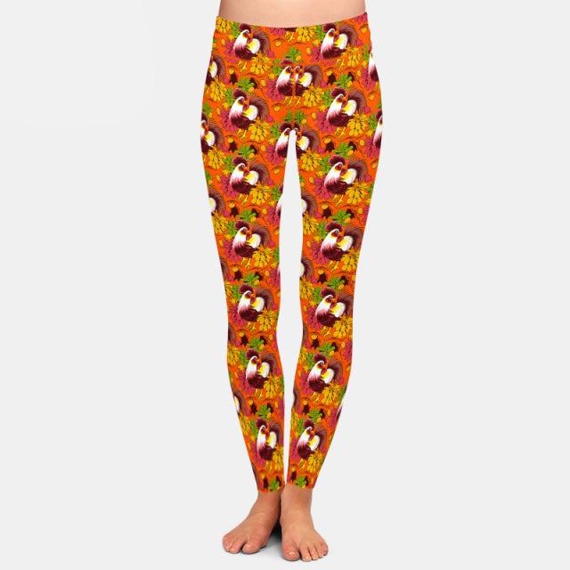 Ladies 3D Chickens Printed Soft Leggings