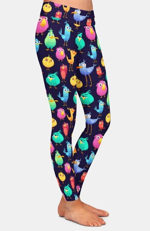Ladies 3D Cute and Funny Coloured Birds Digital Printed Leggings
