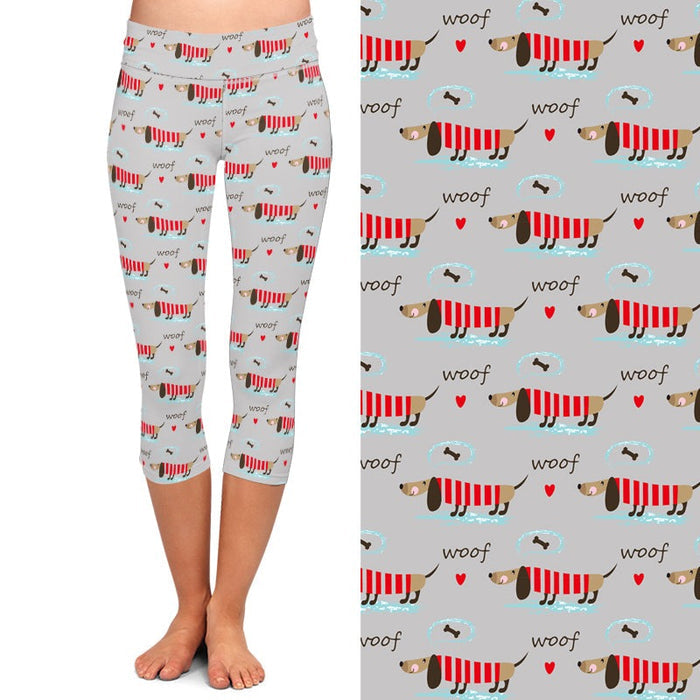 Ladies 3D Cute Dog In A Jumper Printed Capri Leggings