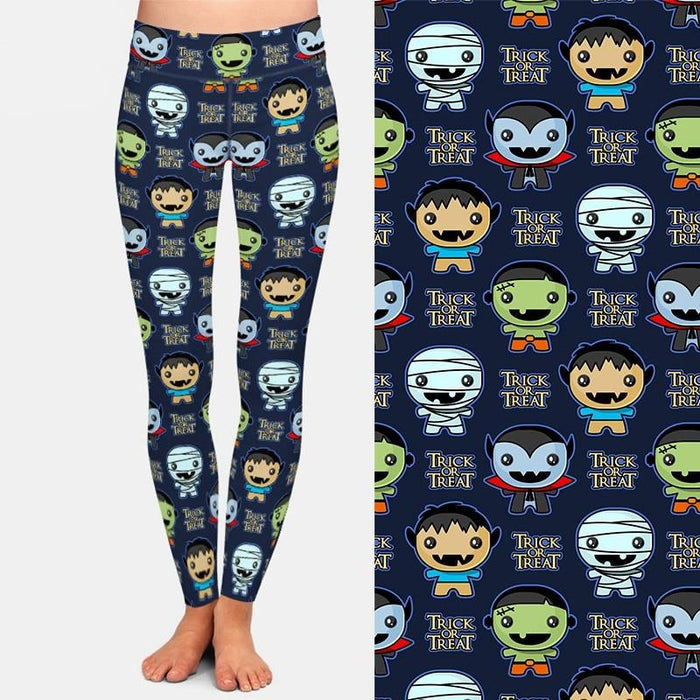 Ladies 3D Cute Halloween Characters Leggings