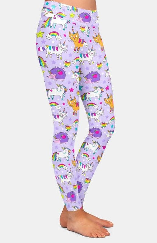 Ladies 3D Cute Unicorns, Hedgehogs & Cats Printed Leggings
