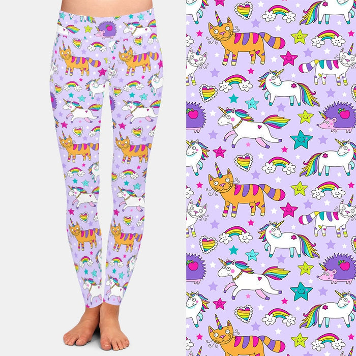 Ladies 3D Cute Unicorns, Hedgehogs & Cats Printed Leggings