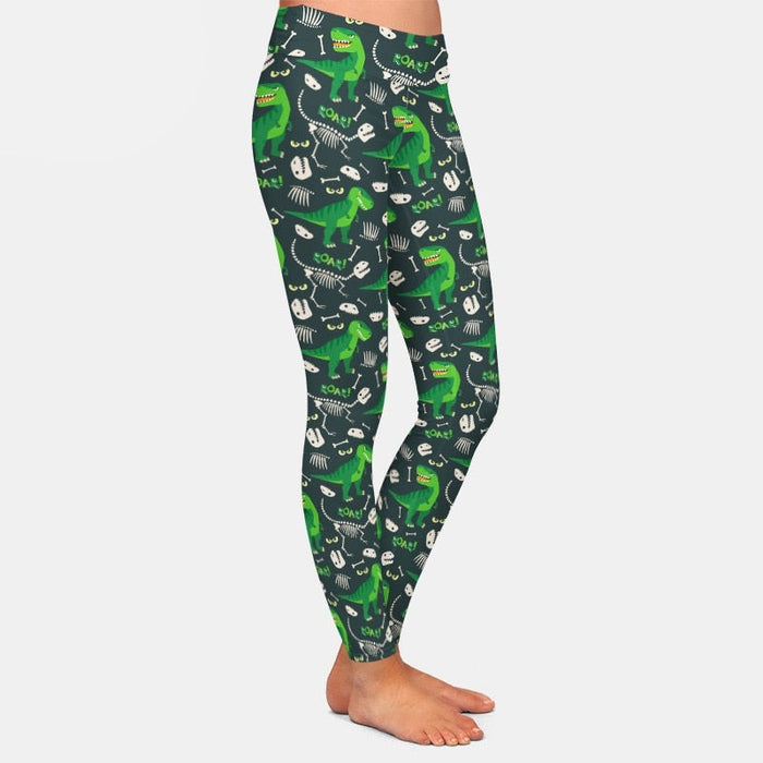 Ladies 3D Dinosaurs & Skeletons Milk Silk Leggings