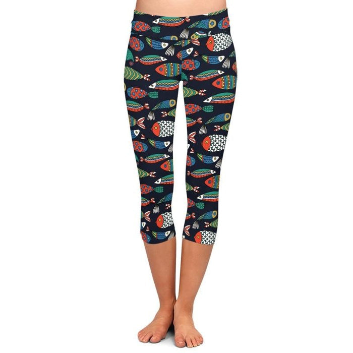 Ladies 3D Fish Printed Capri Leggings