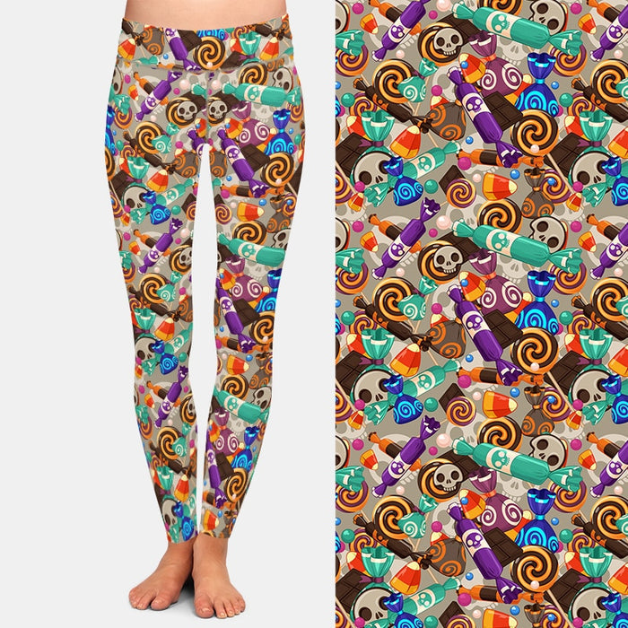 Ladies 3D Halloween Candies Printed Leggings