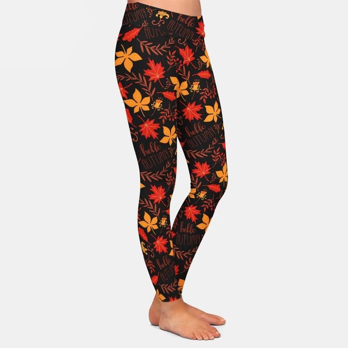 Ladies 3D Maple Leaf Digital Printed Leggings