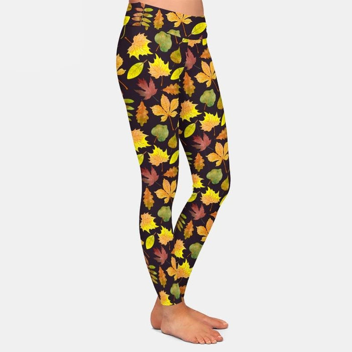 Ladies 3D Maple Leaf Digital Printed Leggings