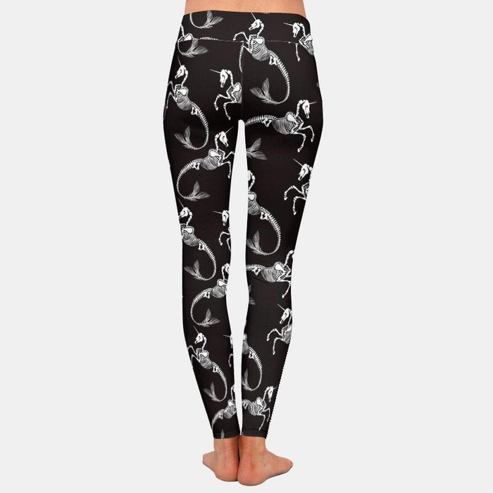 Ladies 3D Printed Unicorn Skeletons Leggings