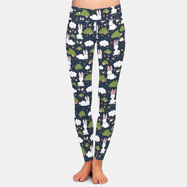 Ladies 3D Rabbits, Chickens, Easter Eggs Printed Leggings