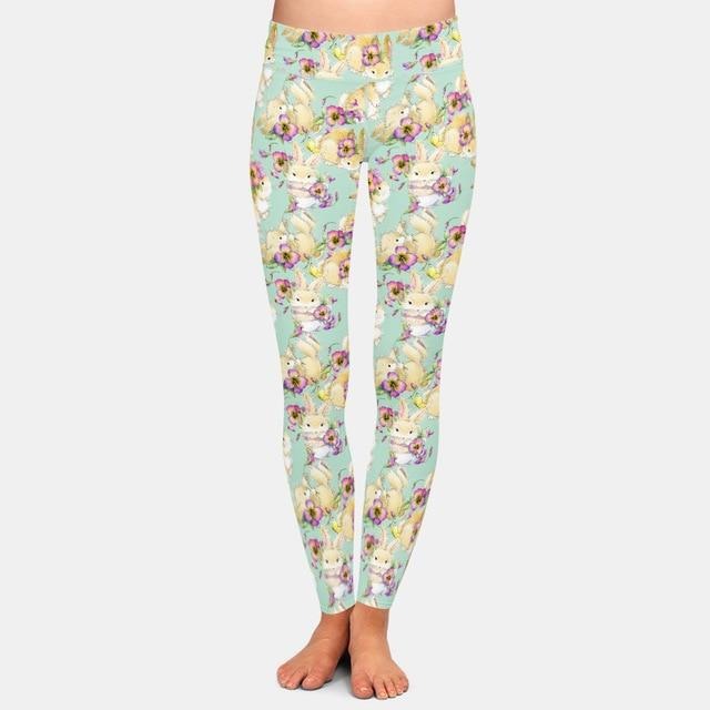 Ladies 3D Rabbits, Chickens, Easter Eggs Printed Leggings