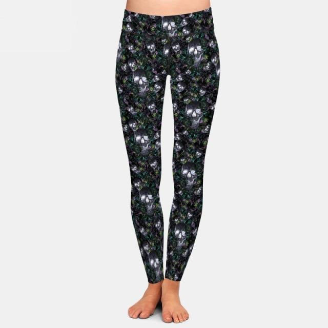 Ladies 3D Retro Skull Printed Leggings