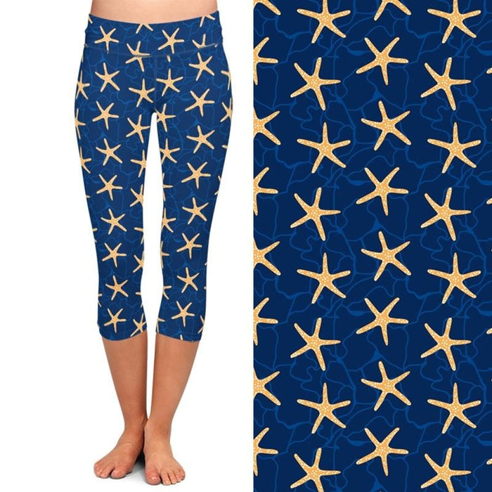Ladies 3D Starfish Printed Capri Leggings
