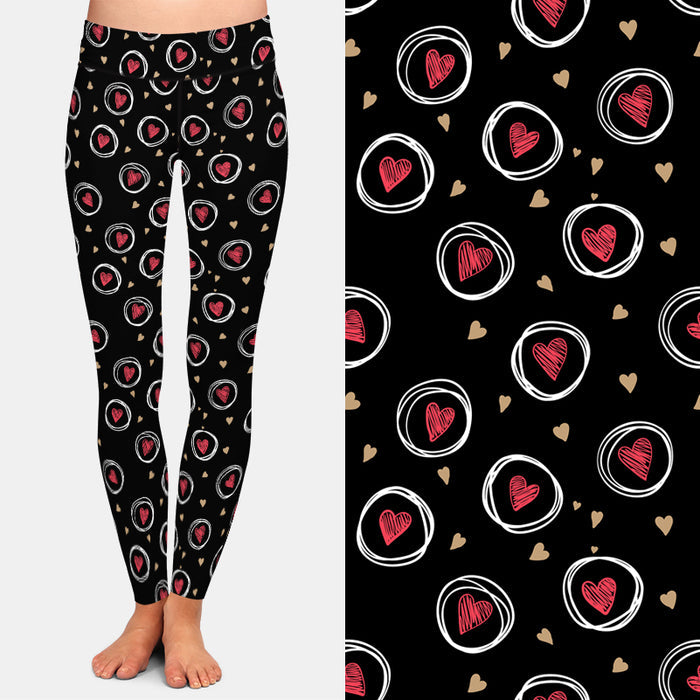 Ladies 3D Sweet Valentine's Patterned Hearts Printed Leggings