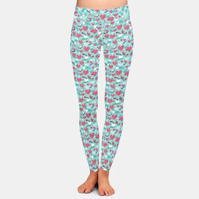 Ladies 3D Sweet Valentine's Patterned Hearts Printed Leggings