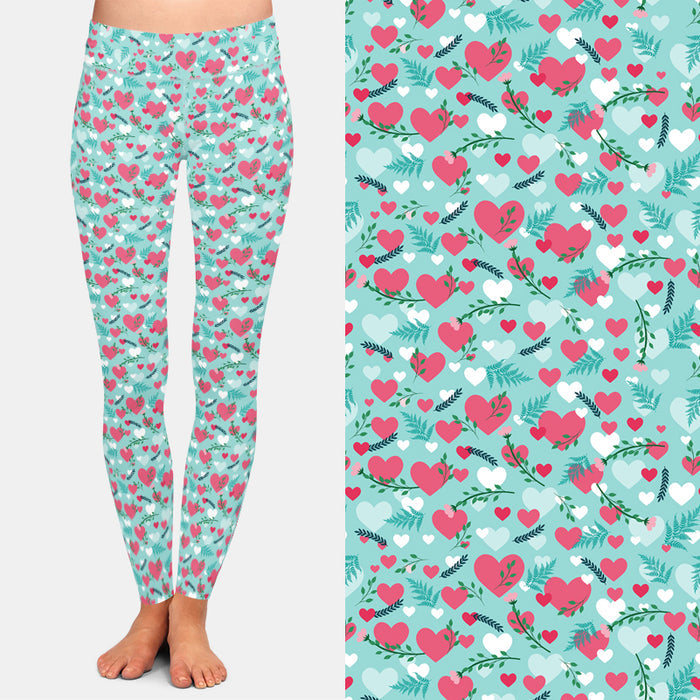 Ladies 3D Sweet Valentine's Patterned Hearts Printed Leggings