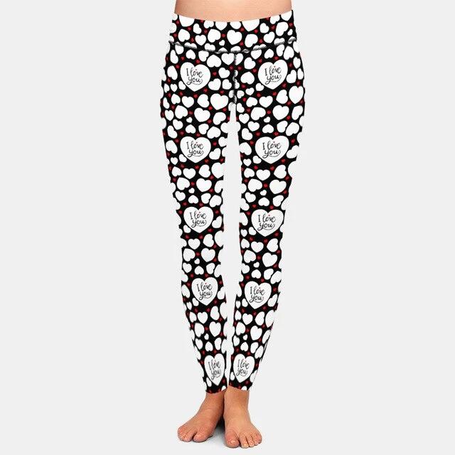 Ladies 3D Sweet Valentine's Patterned Hearts Printed Leggings