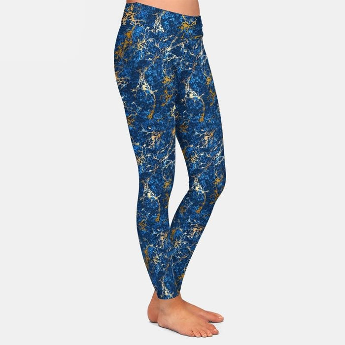 Ladies 3D Textured Marble Pattern Digital Printed Leggings