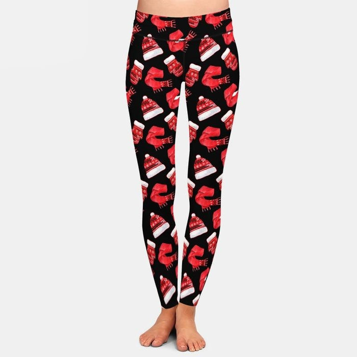 Ladies 3D Winter Hats, Scarves & Gloves Printed Leggings