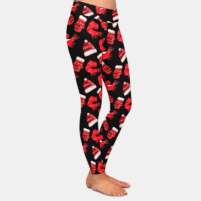 Ladies 3D Winter Hats, Scarves & Gloves Printed Leggings