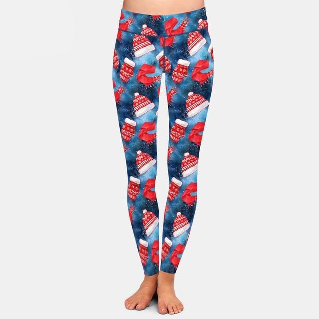 Ladies 3D Winter Hats, Scarves & Gloves Printed Leggings