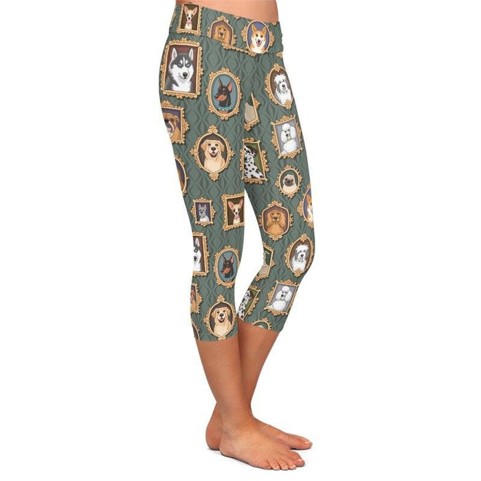 Ladies Animal Prints In Photo Frames Printed Capri Leggings