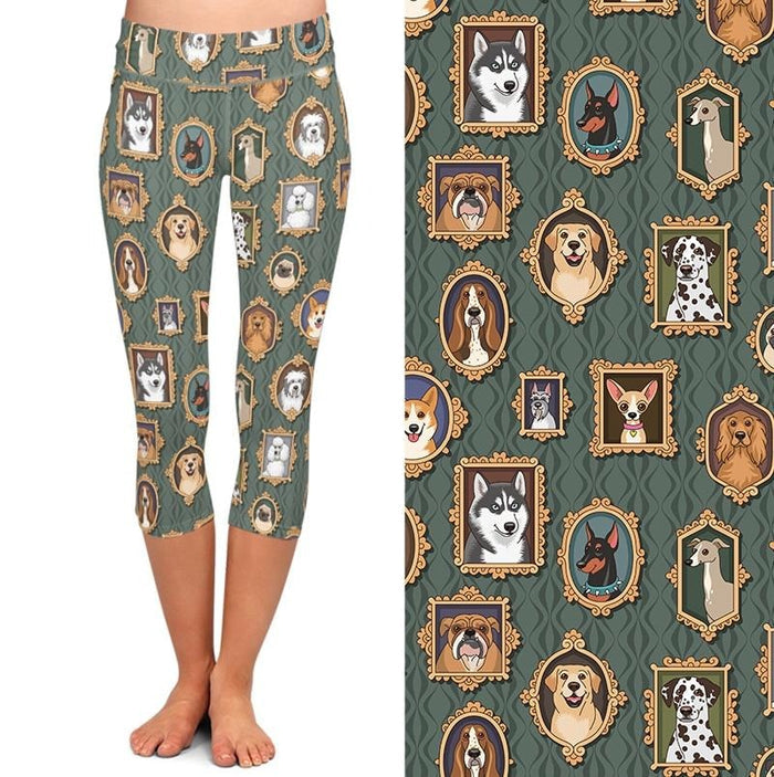 Ladies Animal Prints In Photo Frames Printed Capri Leggings