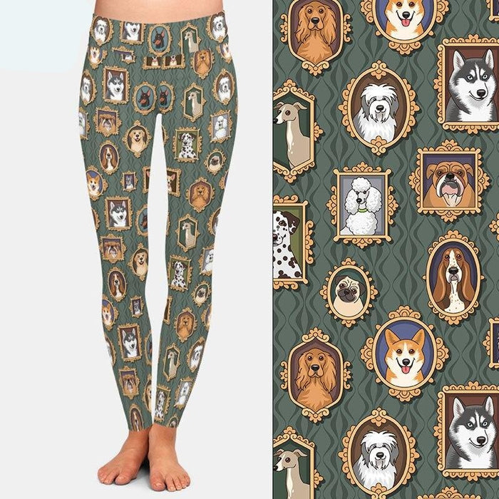 Ladies Assorted Dog Printed High Waist Leggings