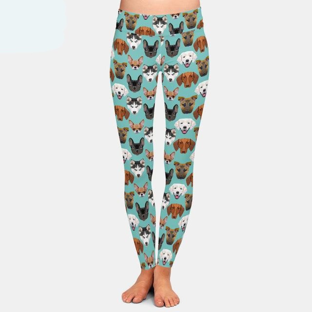 Ladies Assorted Dog Printed High Waist Leggings