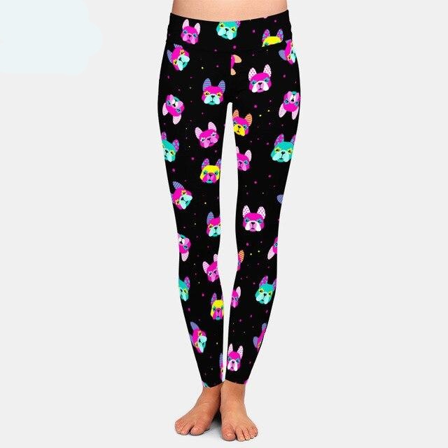 Ladies Assorted Dog Printed High Waist Leggings