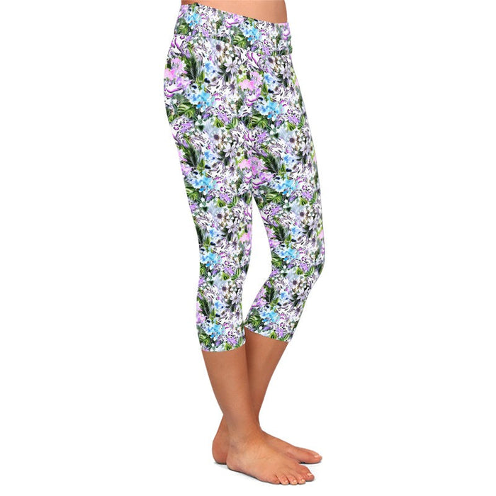 Ladies Assorted Floral Printed Capri Leggings