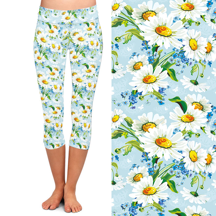 Ladies Assorted Floral Printed Capri Leggings