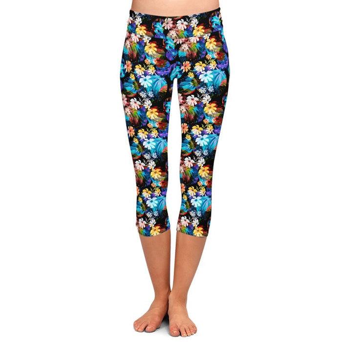 Ladies Assorted Floral Printed Capri Leggings