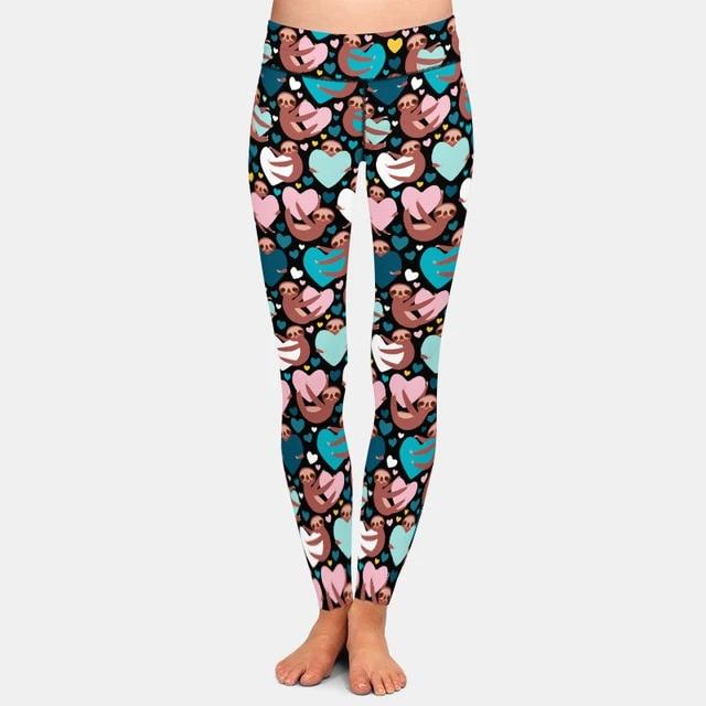 Ladies Assorted Soft Sloth Printed Leggings