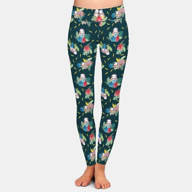 Ladies Assorted Soft Sloth Printed Leggings