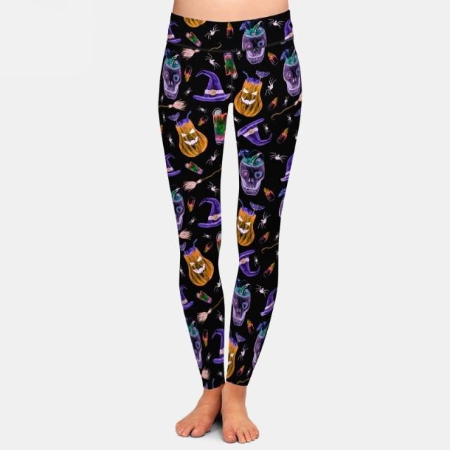 Ladies Assorted Spooky Halloween Printed Leggings