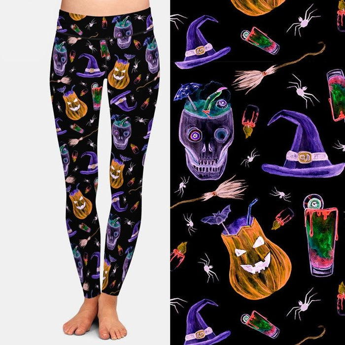 Ladies Assorted Spooky Halloween Printed Leggings