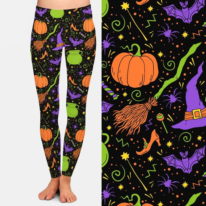 Ladies Assorted Spooky Halloween Printed Leggings