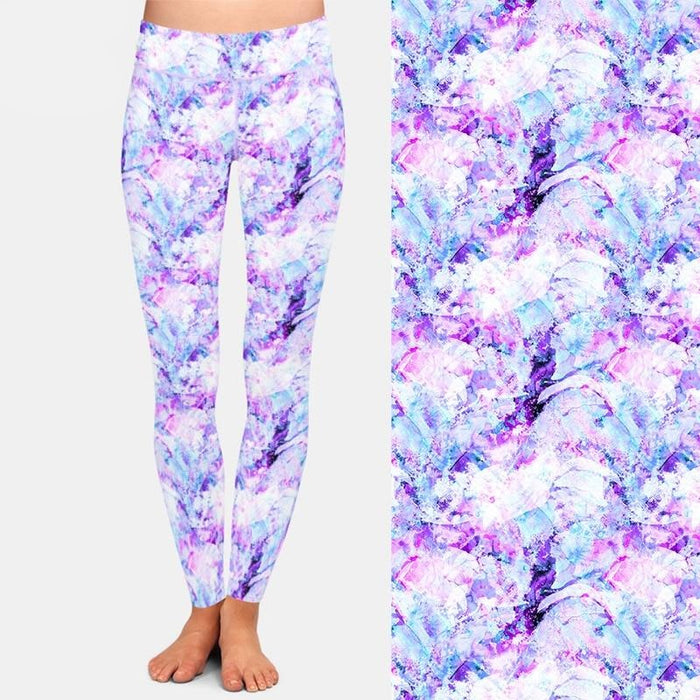 Ladies Beautiful Crystal/Marble Digital Printed Leggings