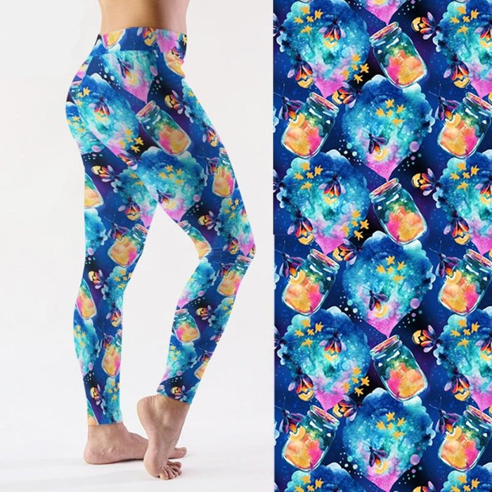 Ladies Beautiful Fireflies & Jars Printed Leggings